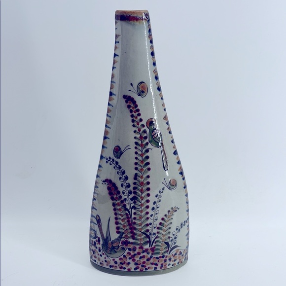 Ken Edwards Tonala El Palomar Mexican Hand Painted Pillow Vase Birds & flowers - Picture 1 of 5